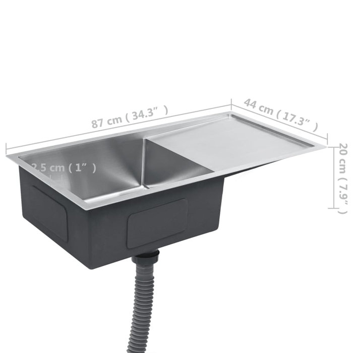 Vidaxl Kitchen Sink Undermount Sink With Strainer Stainless Steel Sink